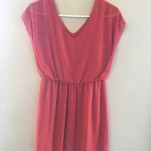 Silk V-neck elegant dress in burnt orange